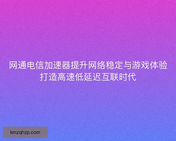 网通电信加速器提升网络稳定与游戏体验打造高速低延迟互联时代