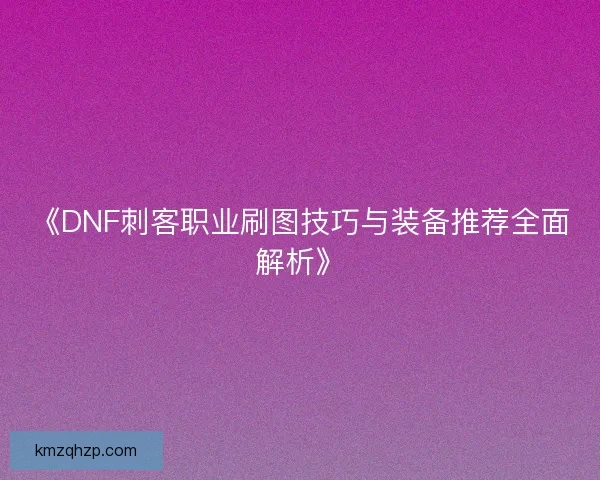 《DNF刺客职业刷图技巧与装备推荐全面解析》